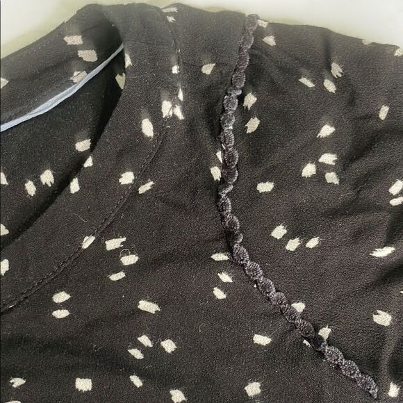 Maeve Anthropologie Cheyenne Black and White Peplum Blouse Long Sleeve - Picture 9 of 11